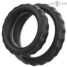 INTENSE - DEWEY DOUBLE SILICONE PENIS RING BLACK MODEL 2 - D-241978 - Teknashop Ltd