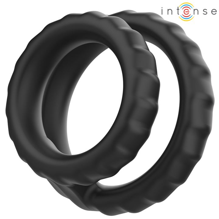 INTENSE - DEWEY DOUBLE SILICONE PENIS RING BLACK MODEL 2 - D-241978
