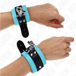 KINK - PREMIUM LOCKABLE WRIST RESTRAINTS BLACK / BLUE ADJUSTABLE 21-28 CM X 5.5 CM - D-241052