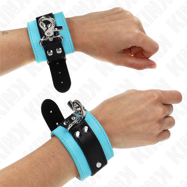 KINK - PREMIUM LOCKABLE WRIST RESTRAINTS BLACK / BLUE ADJUSTABLE 21-28 CM X 5.5 CM - D-241052
