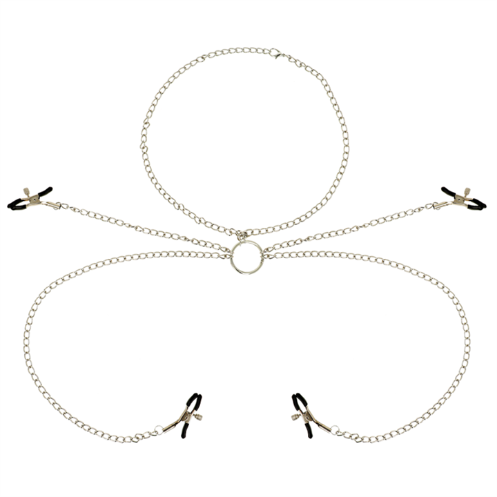 OHMAMA FETISH 4 NIPPLE CLAMPS WITH CHAIN NECKLACE - D-231285 - Teknashop Ltd