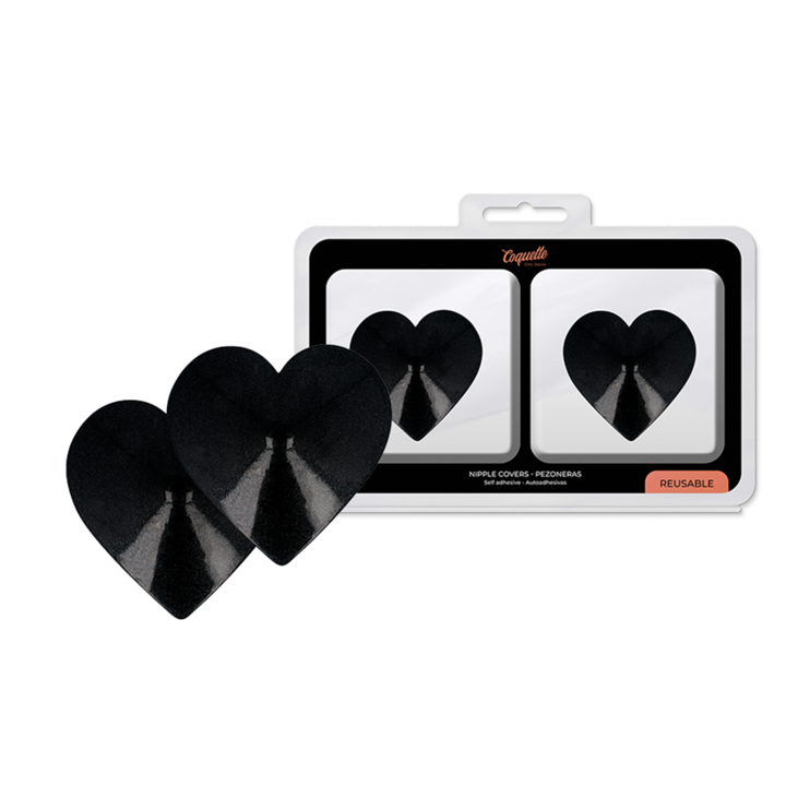 COQUETTE CHIC DESIRE - NIPPLE COVERS BLACK HEARTS - D-230194