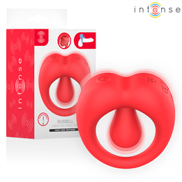 INTENSE - RUSSELL VIBRATING PENIS RING WITH CLITORIS STIMULATION RED - D-245641