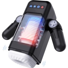 GAME CUP - THRUSTING VIBRATION MASTURBATOR WITH HEATING FUNCTION AND MOBILE SUPPORT - BLACK - D-236034