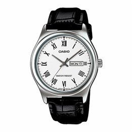 CASIO COLLECTION Mod. DAY DATE ROMAN INDEXES, LEATHER - WHITE - WW.MTP-V006L-7BUDF - Teknashop Ltd