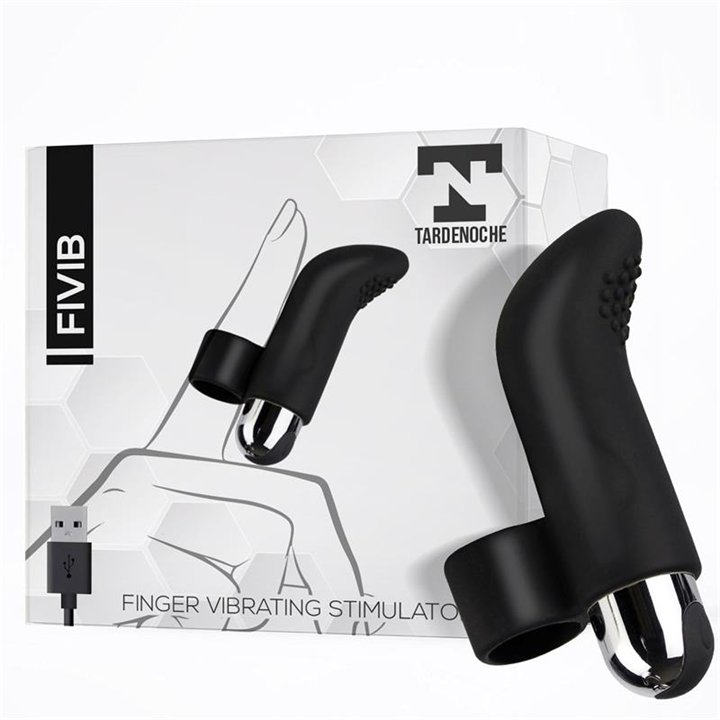 Fivib Finger Vibrating Stimulator USB Silicone Black - T-116