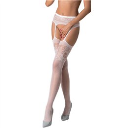 PASSION - S029 WHITE STOCKINGS WITH GARTER ONE SIZE - D-236387