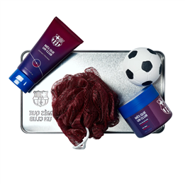 Set FC Barcelona: FC Barcelona, Body Sponge + FC Barcelona, Hair Styling Wax, 100 g + FC Barcelona, Bath Bomb + FC Barcelona, Sh