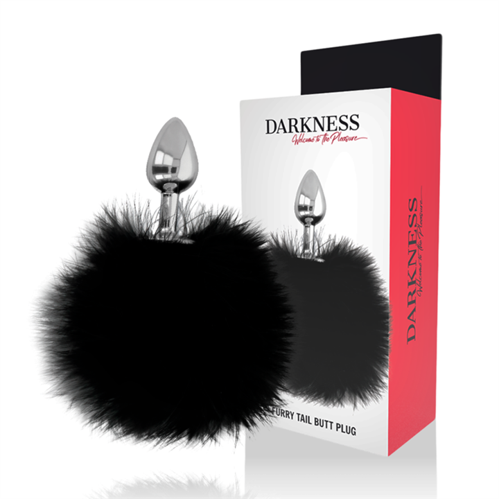 DARKNESS - EXTRA ANAL BUTTPLUG WITH TAIL BLACK 7 CM - D-221136