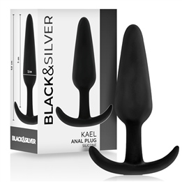 BLACK&SILVER - KAEL SILICONE ANAL PLUG WITH MEDIUM HANDLE - D-234776