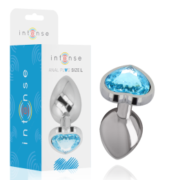 INTENSE - ALUMINUM METAL ANAL PLUG BLUE HEART SIZE L - D-235744
