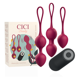 CICI BEAUTY - PREMIUM SILICONE 3 VIBRATING KEGEL BEADS REMOTE CONTROL - D-232468
