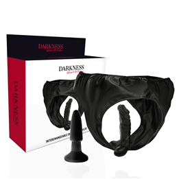 DARKNESS - PANTIES WITH PLUG AND INTERCHANGEABLE DILDO - D-222558