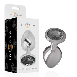 INTENSE - ALUMINUM METAL ANAL PLUG WITH BLACK GLASS SIZE M - D-234372