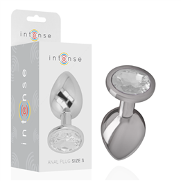 INTENSE - ALUMINUM METAL ANAL PLUG WITH SILVER CRYSTAL SIZE S - D-234374