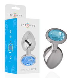 INTENSE - ALUMINUM METAL ANAL PLUG WITH BLUE CRYSTAL SIZE S - D-234377