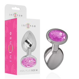 INTENSE - ALUMINUM METAL ANAL PLUG WITH PINK CRYSTAL SIZE M - D-234381