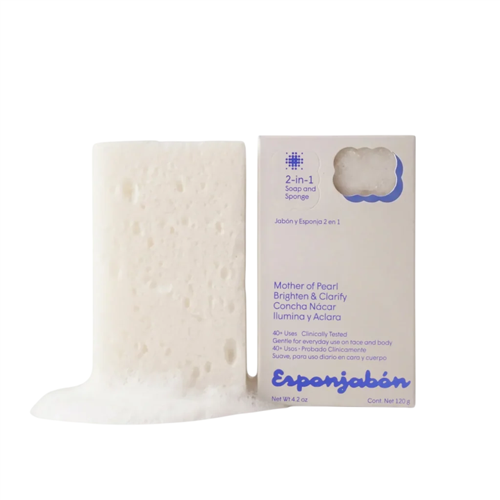 Esponjabon, Mother Of Pearl, Brightening, Soap & Sponge 2-In-1, For Face, 120 g