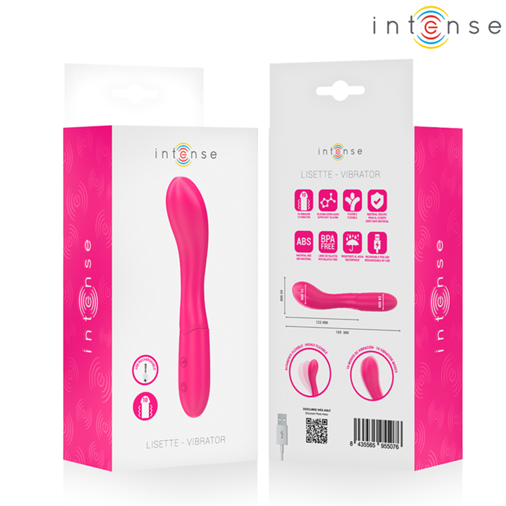 INTENSE - LISETTE VIBRATOR 19 CM FLEXIBLE 10 VIBRATIONS PINK - D-242082