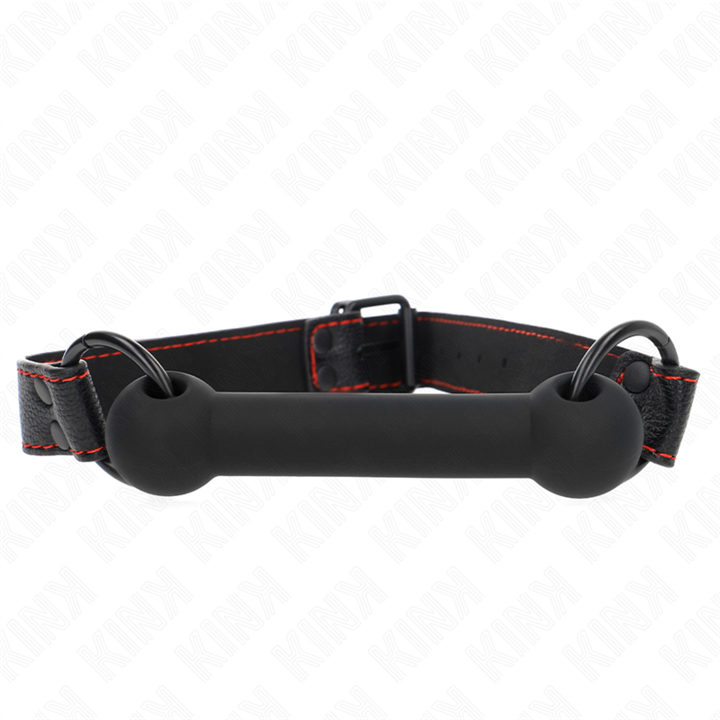 KINK - BONE GAG WITH LEATHERETTE STRAP BLACK ADJUSTABLE 41-57 CM - D-240824