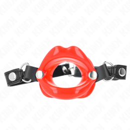 KINK - LIP 8 CM GAG WITH RED LEATHERETTE STRAP 63 x 2 CM ADJUSTABLE 39-58 CM - D-240886