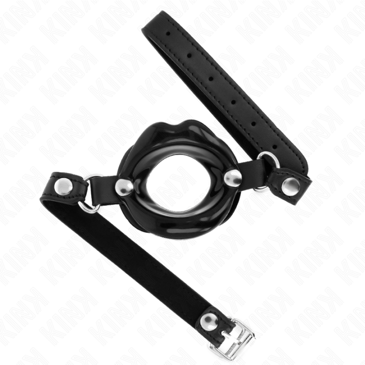 KINK - LIP 8 CM GAG WITH BLACK LEATHERETTE STRAP 63 x 2 CM ADJUSTABLE 39-58 CM - D-240887