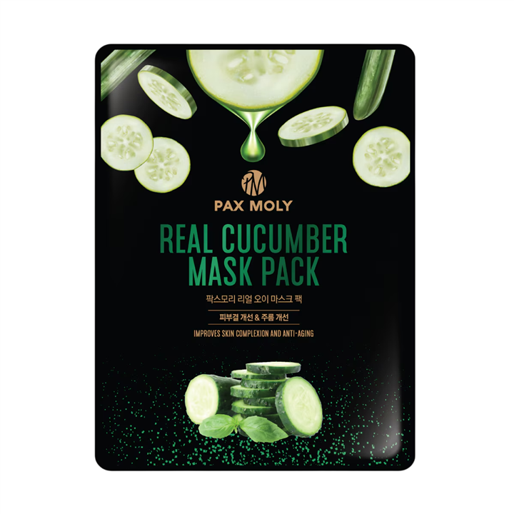 PaxMoly, Real Cucumber, Anti-Aging, Sheet Mask, For Face, 25 ml