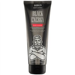 Biobaza, Black Energy, Shower Gel & Shampoo 2-In-1, Charcoal, 220 ml