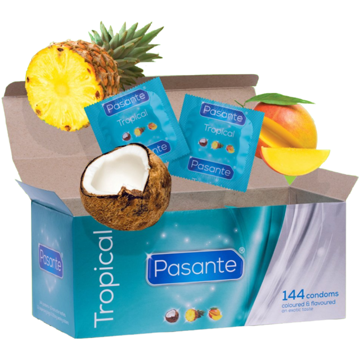 PASANTE - TROPICAL MANGO PINEAPPLE AND COCONUT FLAVOURED CONDOMS 53 MM 144 UNITS - D-225489
