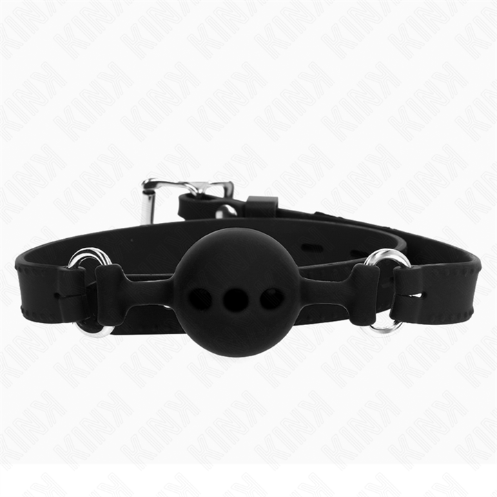 KINK - FULL SILICONE GAG 55 x 2 CM WITH 4 CM BALL SIZE S BLACK ADJUSTABLE 35-51 CM - D-240814