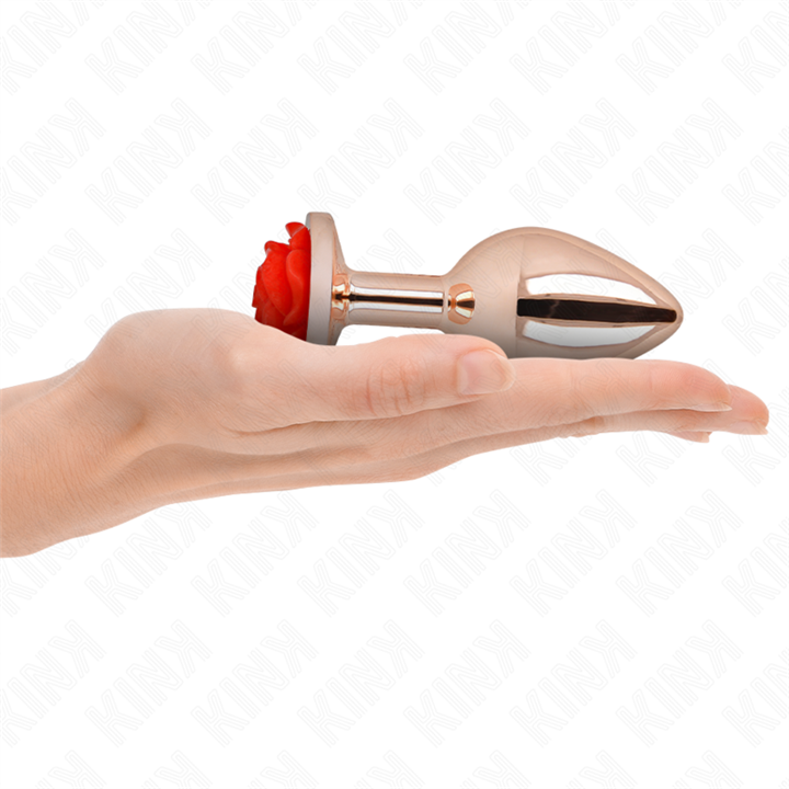 KINK - PINK GOLD ANAL PLUG WITH RED ROSE L - D-242588