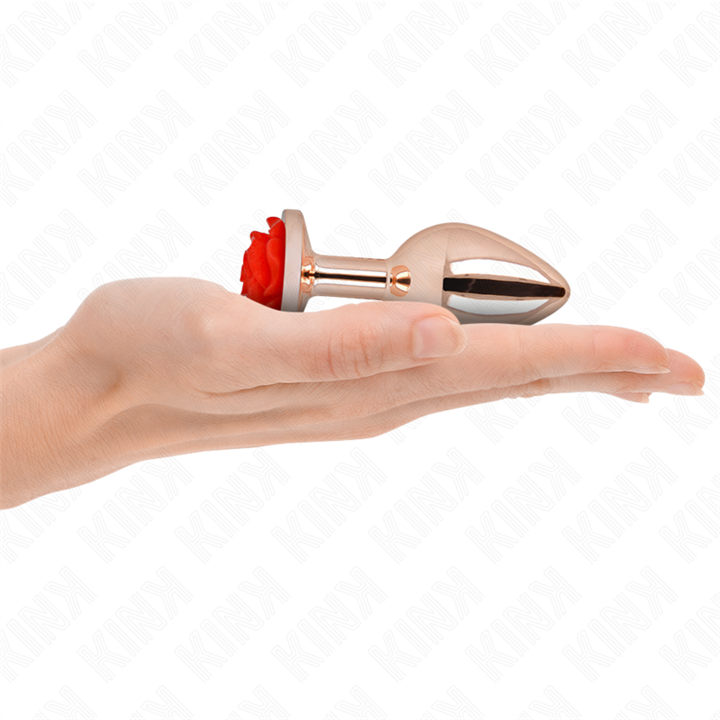 KINK - PINK GOLD ANAL PLUG WITH RED ROSE M - D-242589