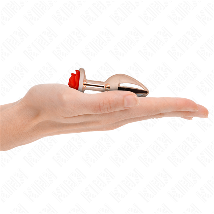 KINK - PINK GOLD ANAL PLUG WITH RED ROSE S - D-242590