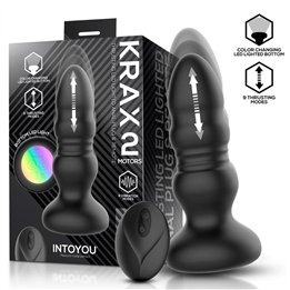Krax Butt Plug with Vibration, Thrusting, Led Light and Remote - U-101