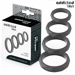 ADDICTED TOYS - TEXTURED COCK RING SET 4 SIZES - D-244829