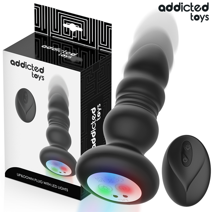 ADDICTED TOYS - THRUSTING VIBRATING ANAL PLUG, LED LIGHT REMOTE CONTROL - D-245120
