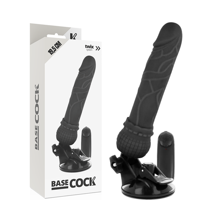 BASECOCK - REALISTIC VIBRATOR REMOTE CONTROL BLACK 19.5 CM -O- 4 CM - D-223018