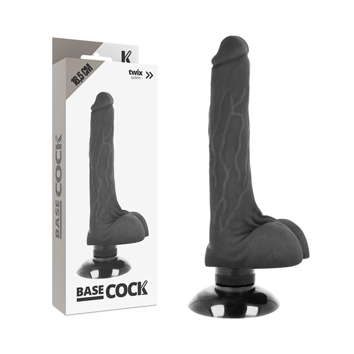 BASECOCK - REALISTIC VIBRATOR 2-1 BLACK 18.5 CM -O- 4 CM - D-223028