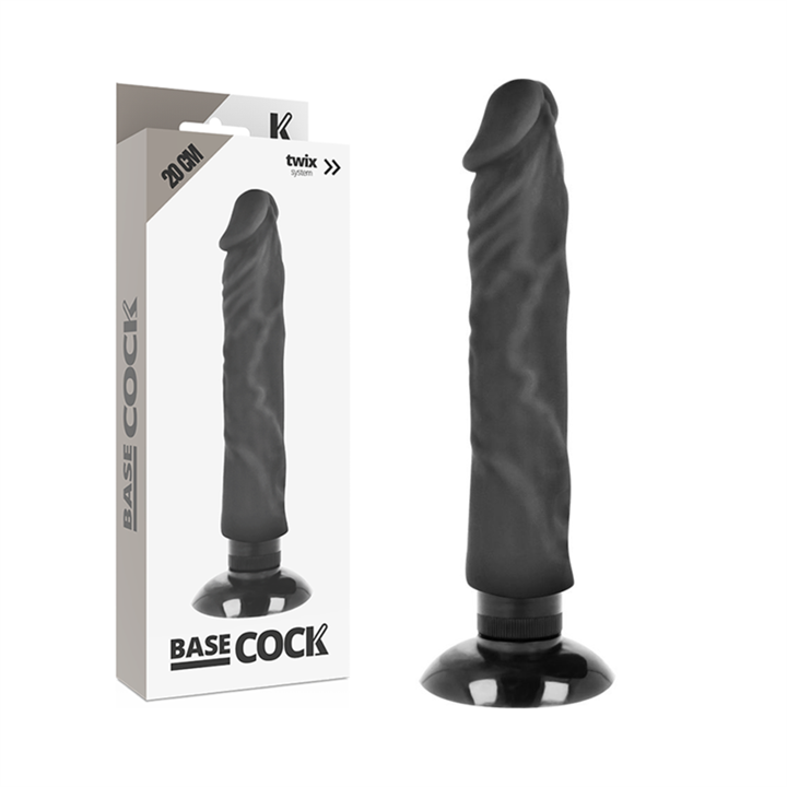 BASECOCK - REALISTIC VIBRATOR 2-1 BLACK 20 CM -O- 4 CM - D-223030