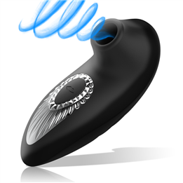 BLACK&SILVER - DRAKE DELUXE SUCKING VIBE RECHARGEABLE SILICONE BLACK - D-234391