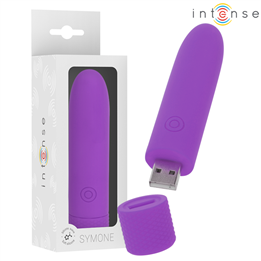 INTENSE - SYMONE USB RECHARGEABLE VIBRATING BULLET 8 VIBRATIONS PURPLE 10 X 2.2 CM - D-241916