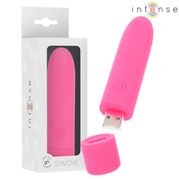 INTENSE - SYMONE USB RECHARGEABLE VIBRATING BULLET 8 VIBRATIONS PINK 10 X 2.2 CM - D-241917