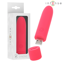 INTENSE - SYMONE USB RECHARGEABLE VIBRATING BULLET 8 VIBRATIONS RED 10 X 2.2 CM - D-241918