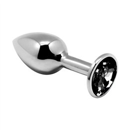 Metal Anal Plug with Black Jewel Size L - A-70099 - Teknashop Ltd