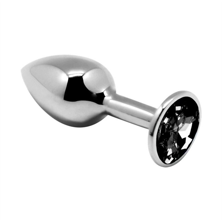 Metal Anal Plug with Black Jewel Size L - A-70099 - Teknashop Ltd