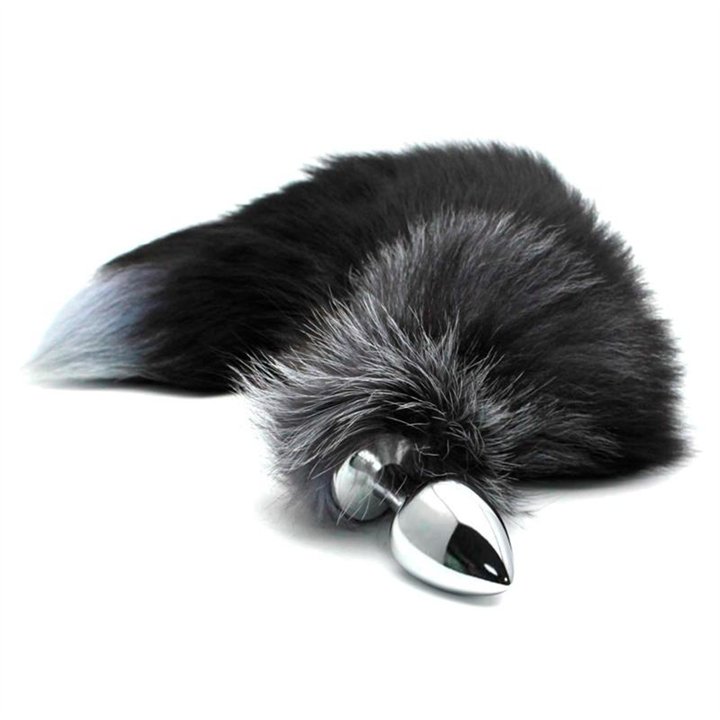 Black And White Fox Tail Plug L - A-70435