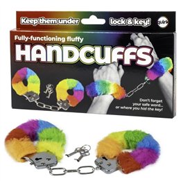 SPENCER & FLEETWOOD - RAINBOW LINED METAL HANDCUFFS - D-236161