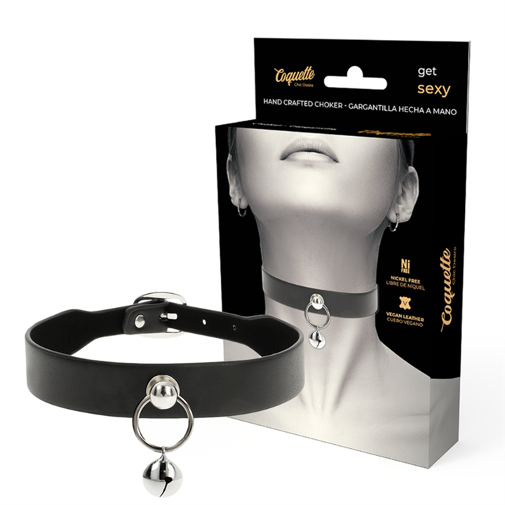 COQUETTE CHIC DESIRE - VEGAN LEATHER NECKLACE WOMAN ACCESSORY RATTLE/HOOP - D-226909