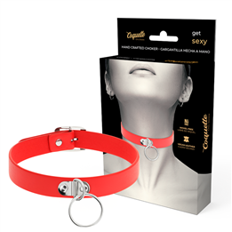 COQUETTE CHIC DESIRE - RED VEGAN LEATHER NECKLACE WOMAN FETISH ACCESSORY - D-229292