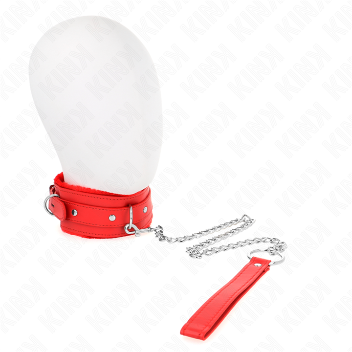 KINK - COLLAR WITH LEASH 65 CM WITH RESTRICTIONS RED 36-42 CM X 5.5 CM - D-240785